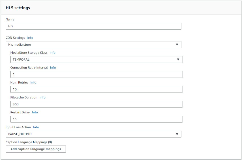 The preceding picture depicts  MediaLive HLS Group Settings