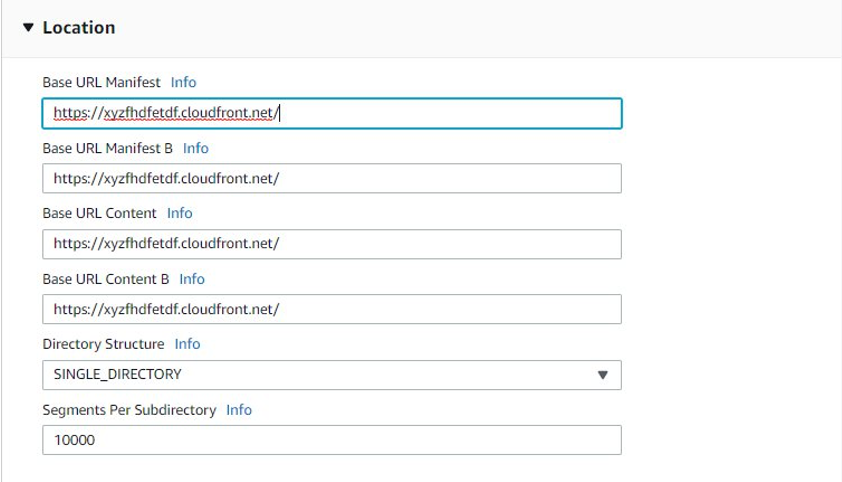 The preceding picture depicts MediaLive Location Settings