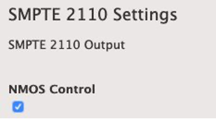 SMPTE 2110 Enabled check box is checked