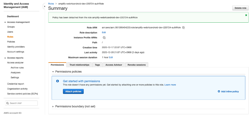 Summary description of roles in the Identity and Access Management (IAM) console