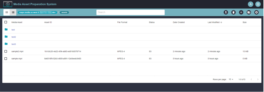 AWS Media Asset Preparation System (MAPS) UI