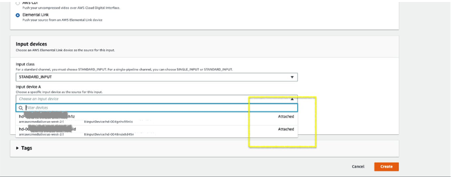 Create input page, focus on devices attached status