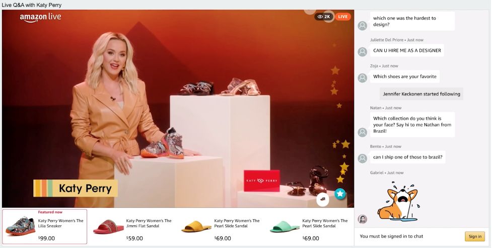 Katy Perry livestreamed on April 28, 2021 for the launch of her new shoe collection. During the stream, she took viewers through the design process, and her sources of inspiration.