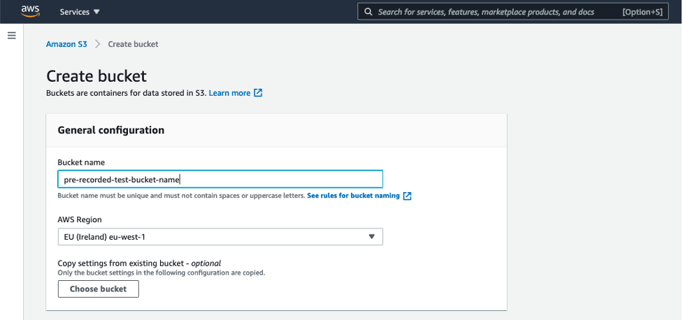 Create an Amazon S3 Bucket using AWS Management Console