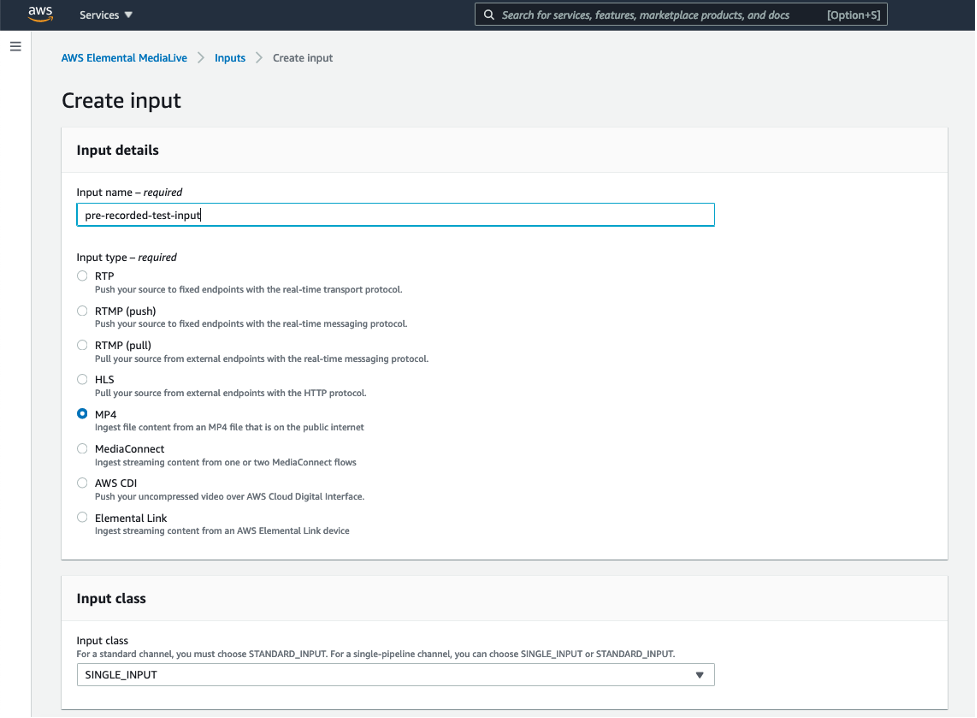 Create a MediaLive MP4 pull input