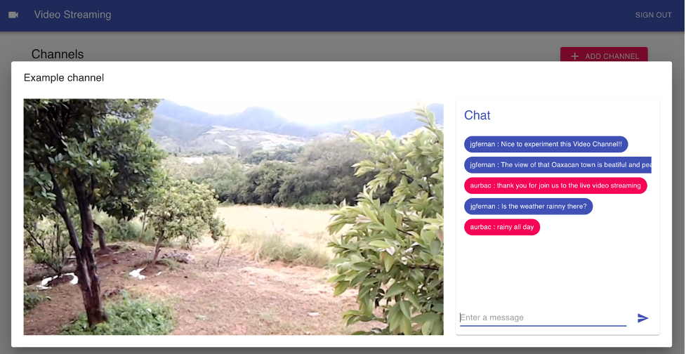 Application running and streaming a view of Oaxacan town