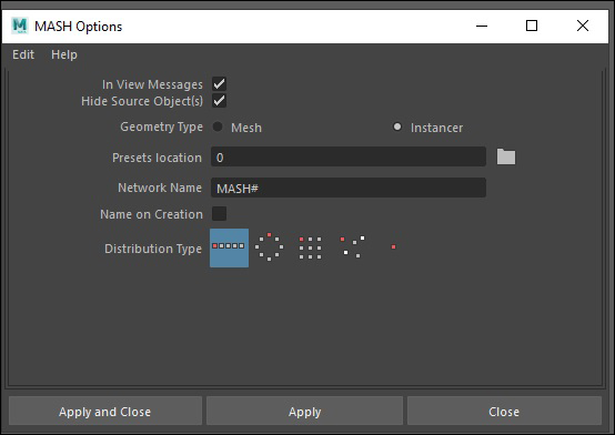 MASH geometry in Instancer type