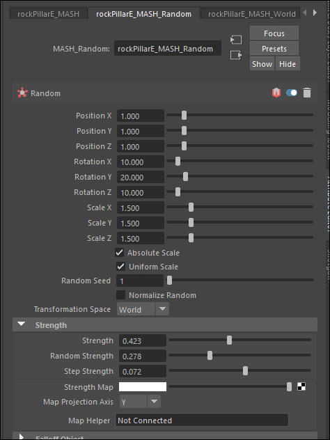 Randomization node menu