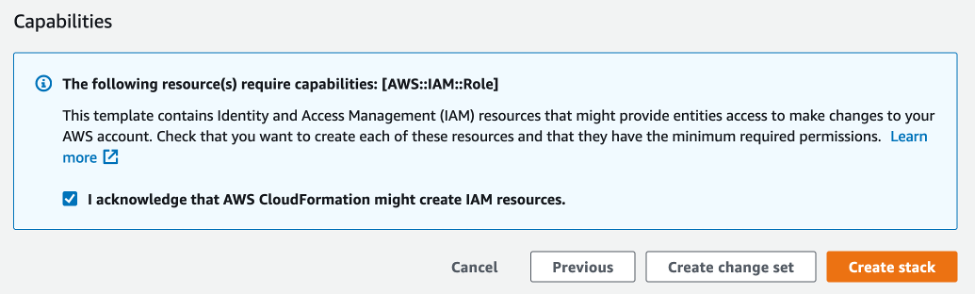 Acknowledge that CloudFormation might make IAM resources