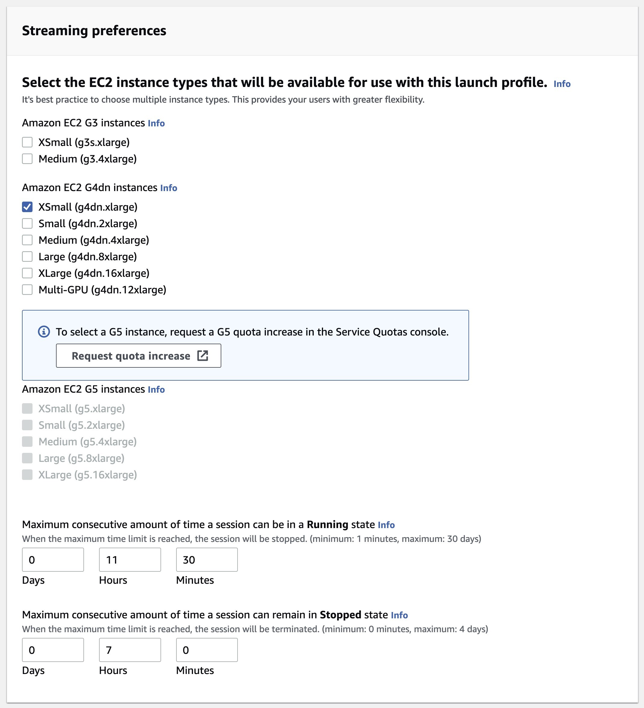 UX for the Launch Profile choosing instance type