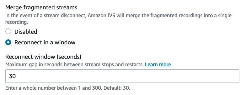 Amazon IVS Recording configuration