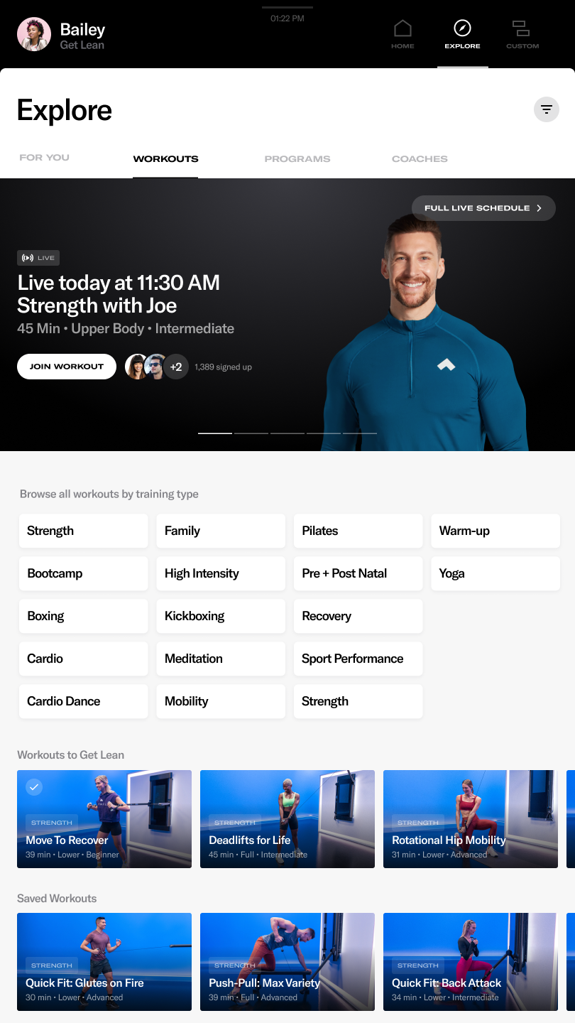 Tonal introduces live data driven strength training classes with