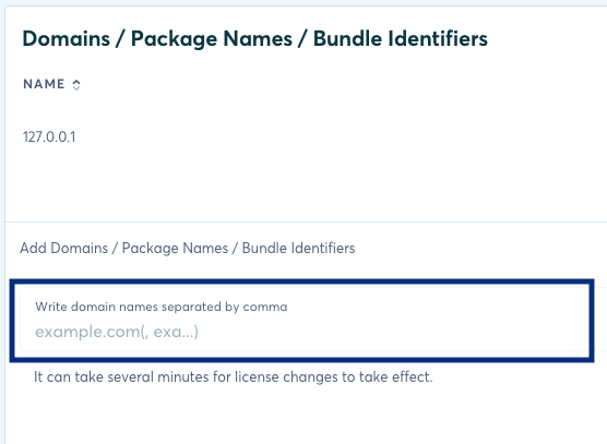 Add Domains / Package Names / Bundle Identifiers