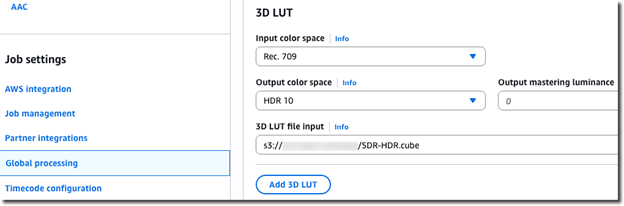 3D LUT setup.