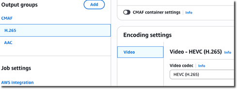Video codec configuration.