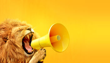 Lion with megaphone