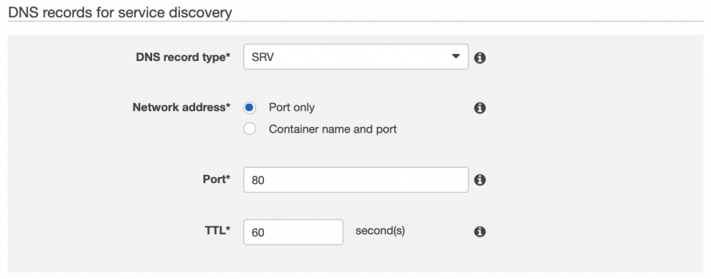 DNS records for service discovery