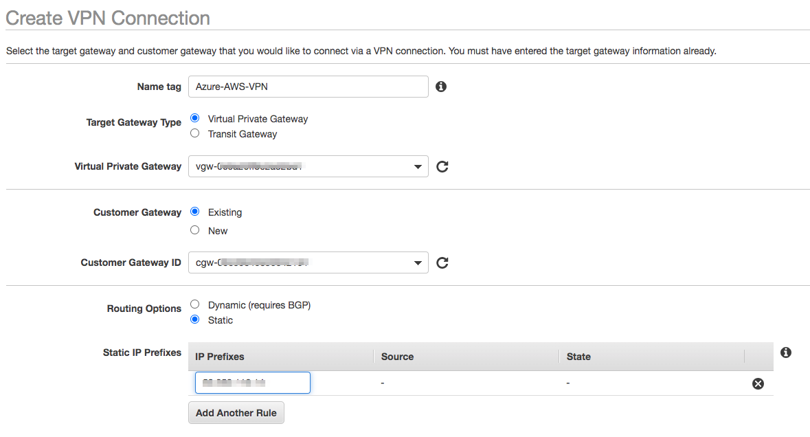 Create VPN Connection