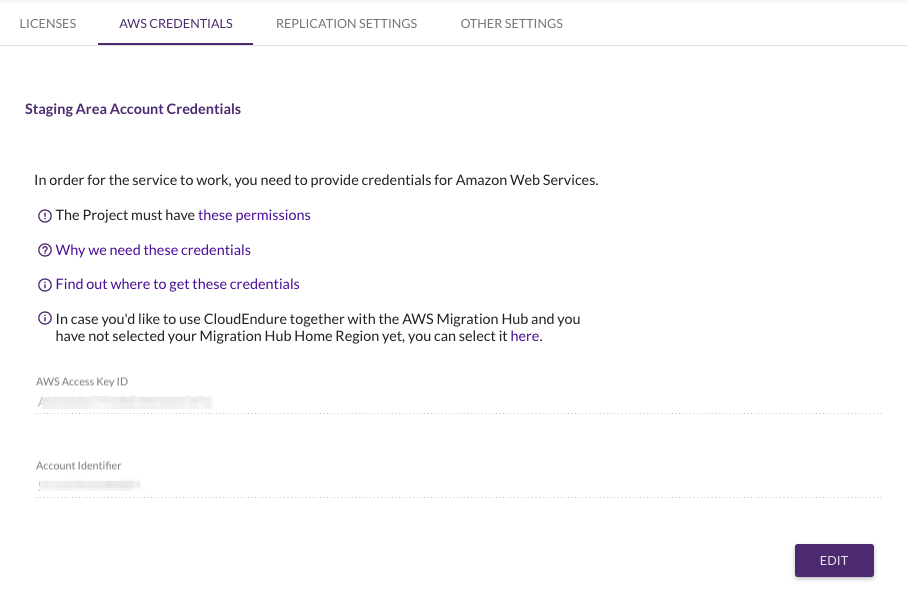 Figure 13 - Project Credentials