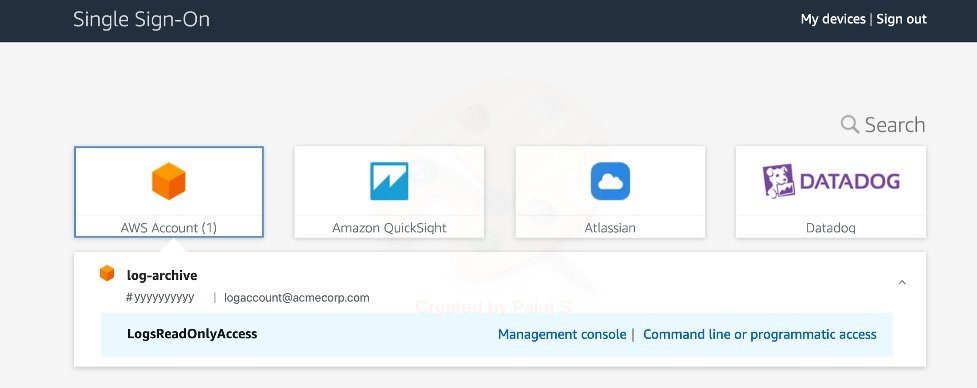 AWS SSO Sign On Page