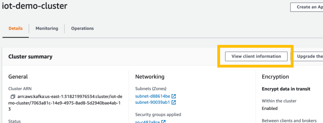 Figure 12 - Screesnhot showing where to access 'View client information'