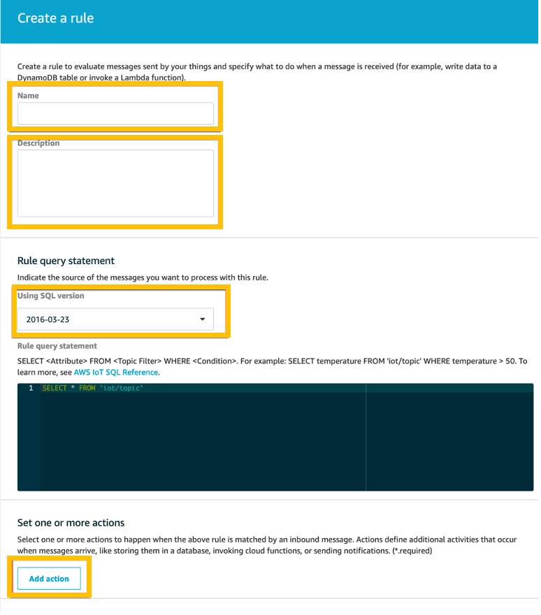 Figure 15 - Screenshot to create a rule