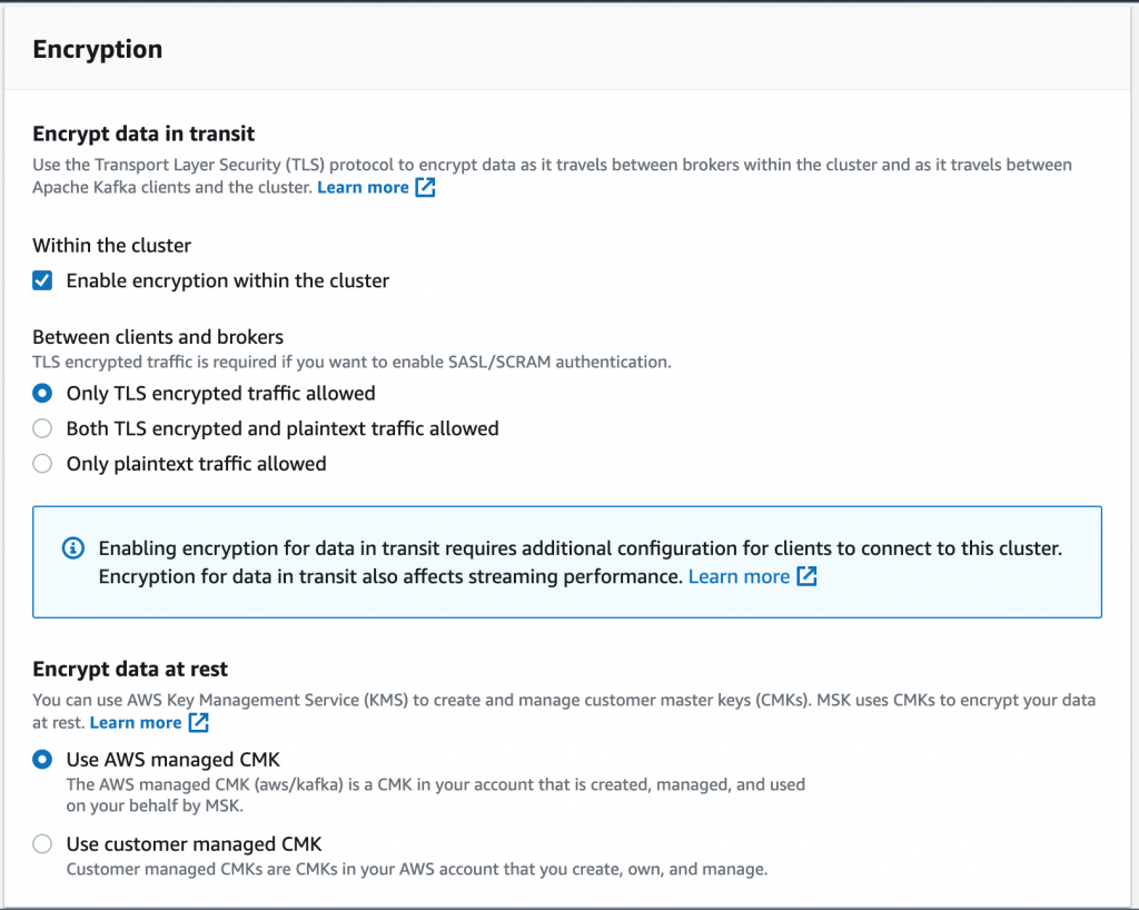 Figure 3 - Screenshot showing Encryption Settings