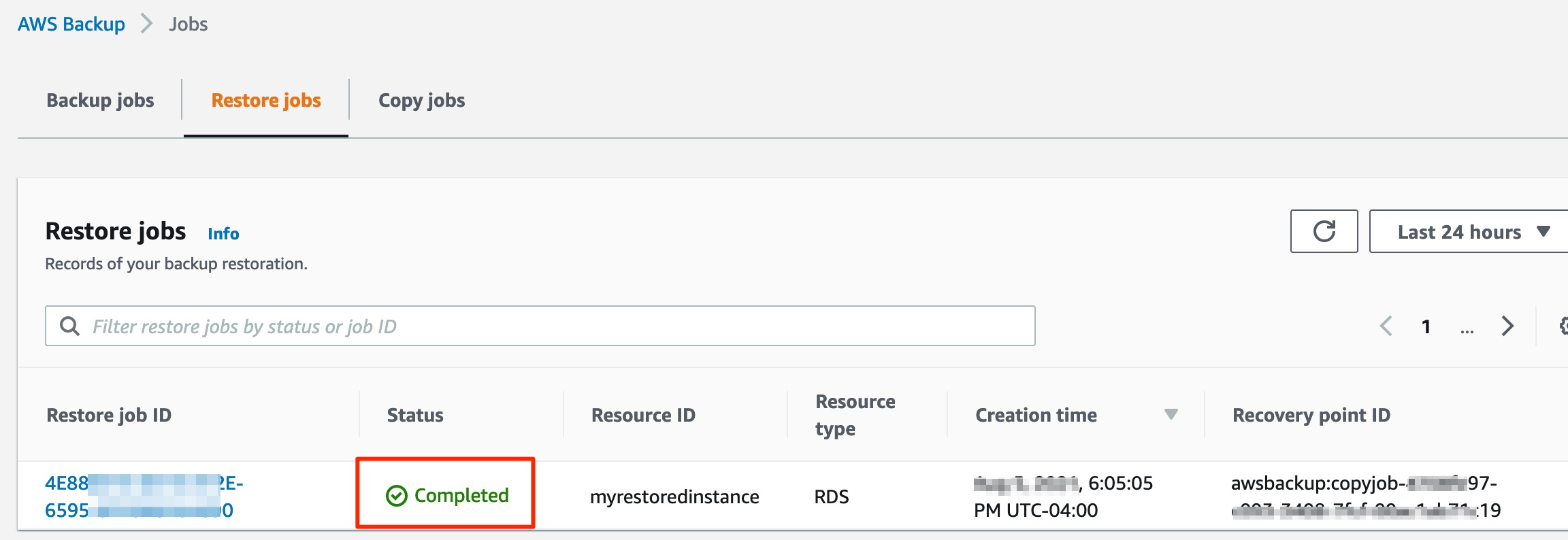 Figure 15: Restore job verification