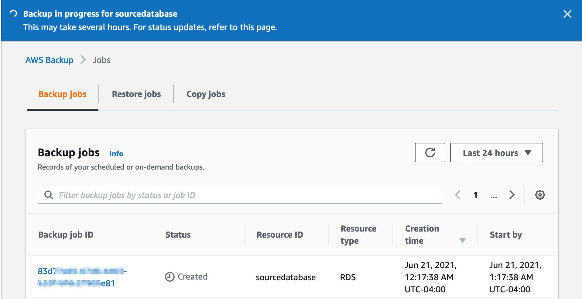 Figure 4: Create on-demand backup