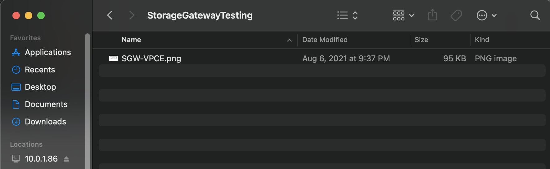 Figure 4. Upload a sample file to on-premises Storage Gateway