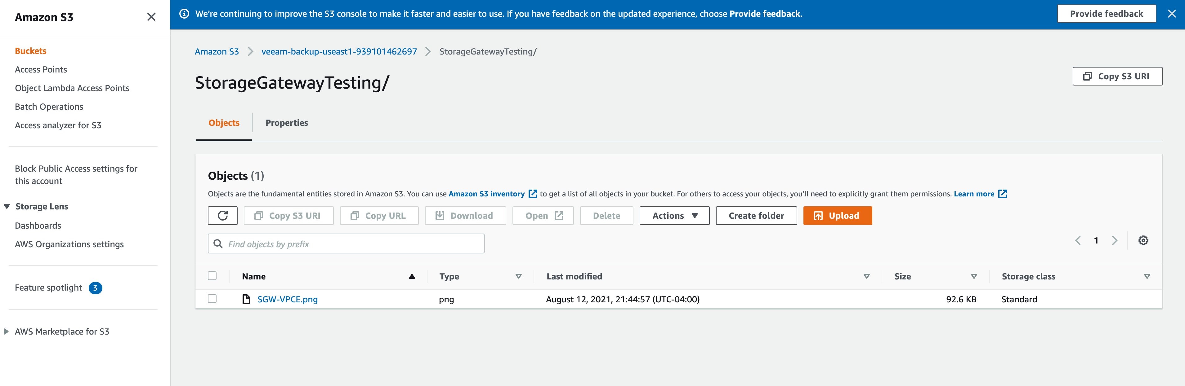 Figure 5. Verify that the sample file is uploaded to storage bucket