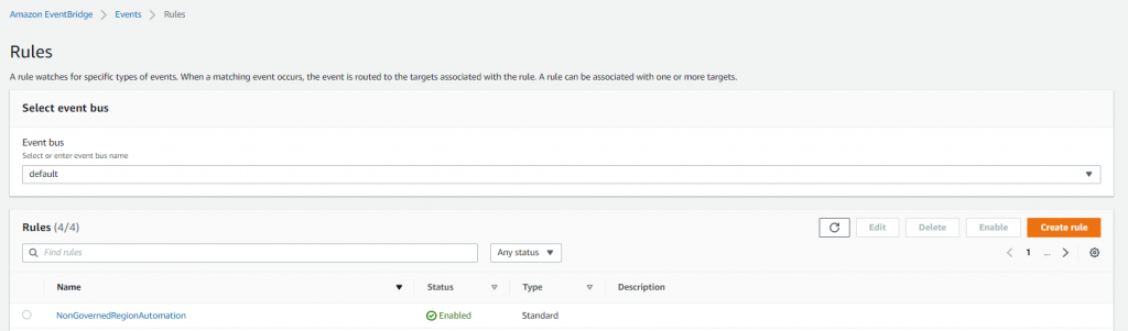 Figure 11. Amazon EventBridge rule initiated with AWS Lambda