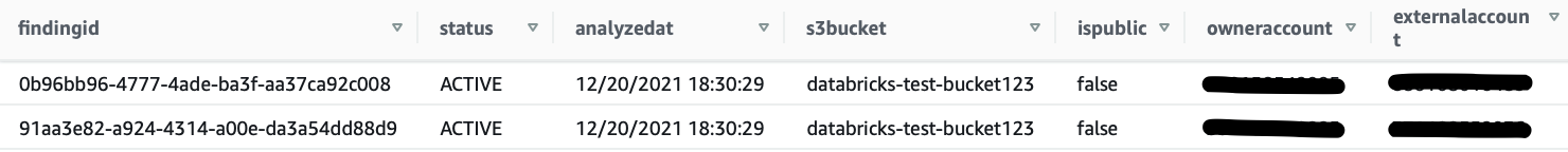 Figure 5 - Output of Amazon Athena Query