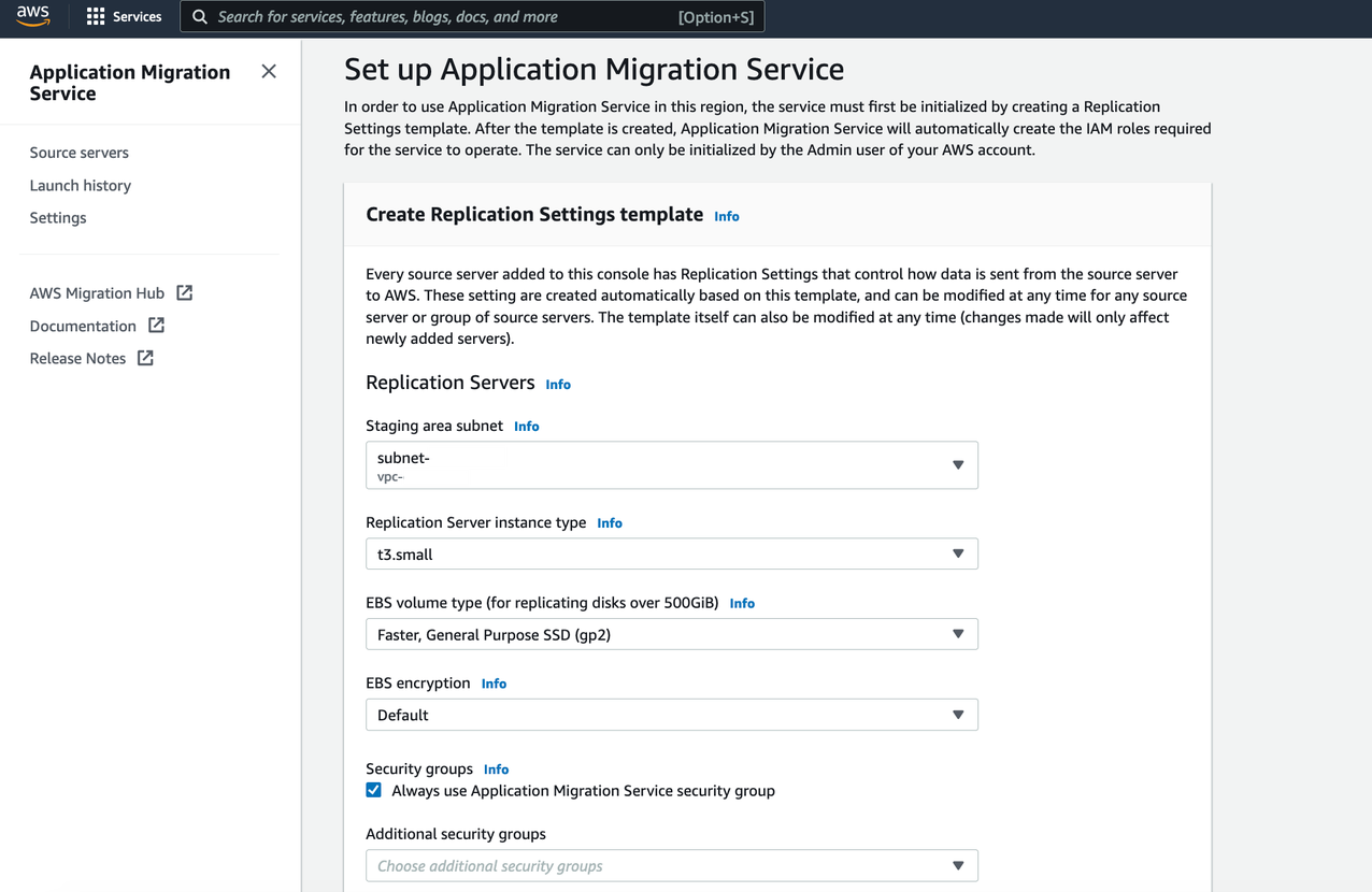 Figure 2. Replication Settings template creation