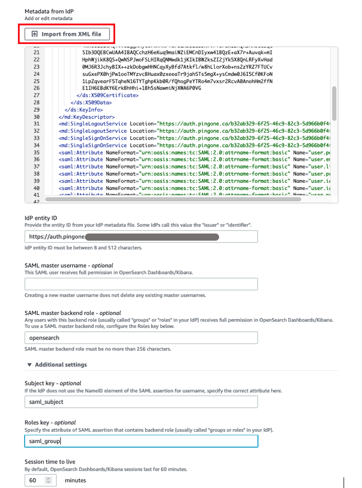 Configuring Amazon OpenSearch Service SAML parameters