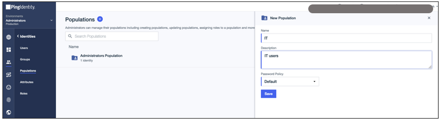 Creating population in Ping Identity