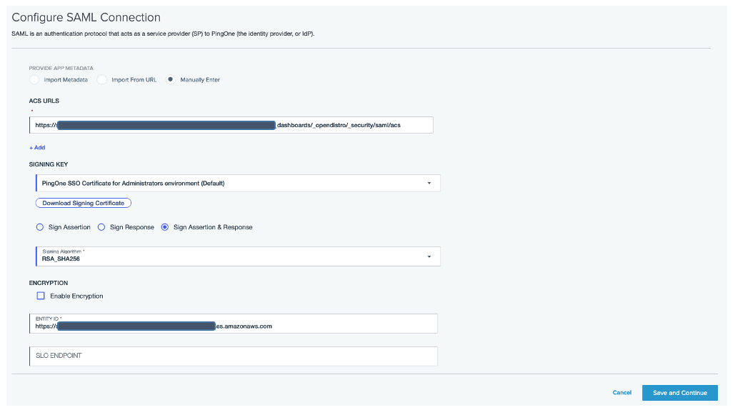 Configuring SAML connection in Ping Identity