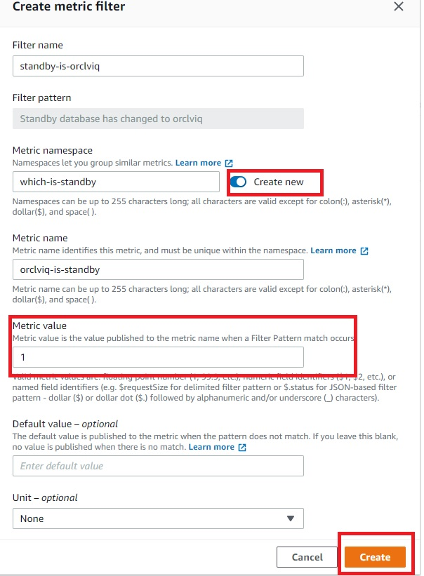 Amazon CloudWatch metric filter