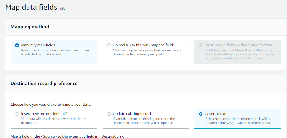 Manually mapping data fields with Salesforce