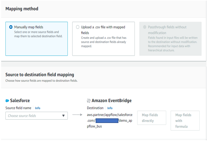 Mapping Salesforce object fields with Amazon EventBridge bus