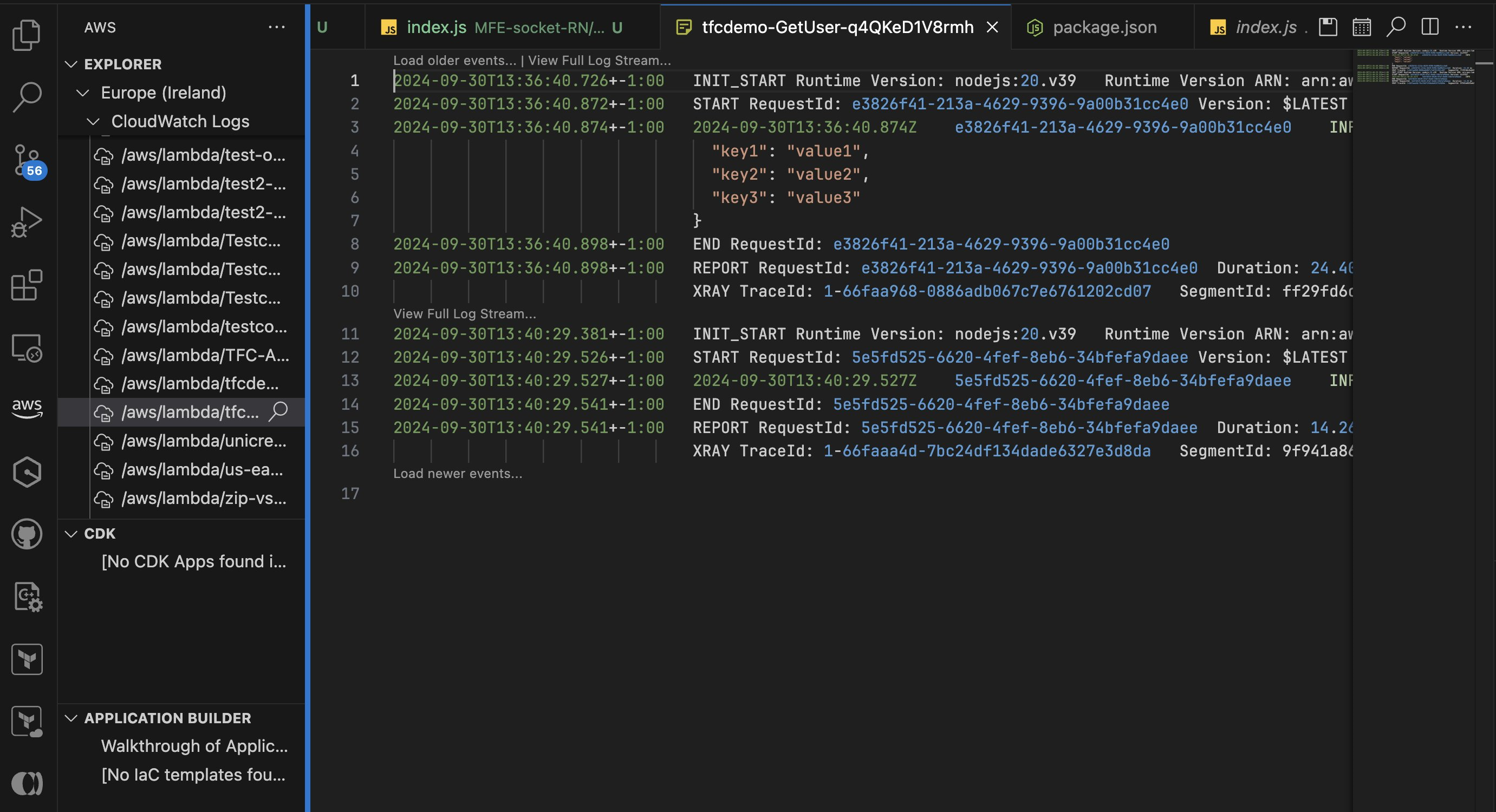 AWS Toolkit offers the possibility to retrieve real-time the logs of your AWS Lambda functions directly inside your IDE