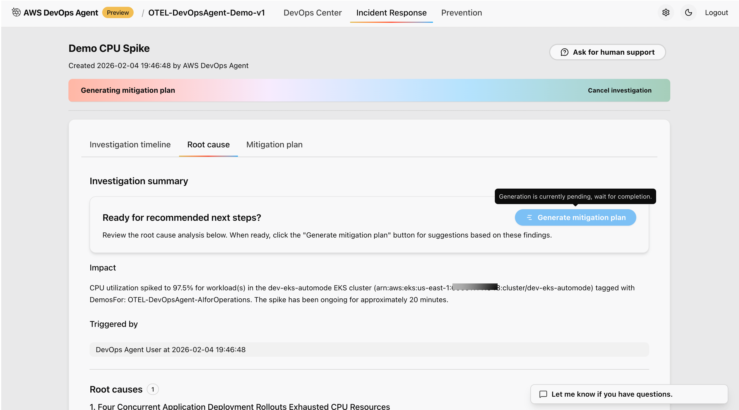 基于 AI 的 Amazon EKS 事件响应