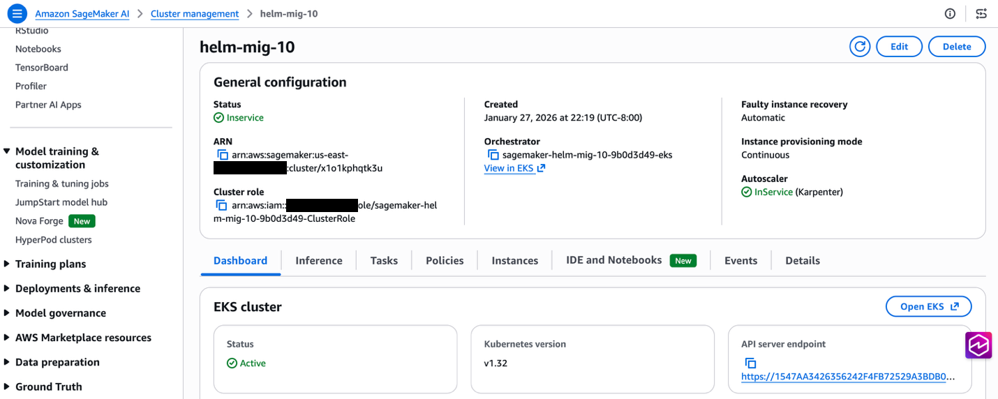 HyperPod Dashboard main page