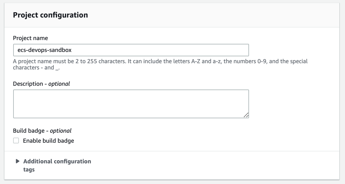 Example CodeBuild Project Configuration