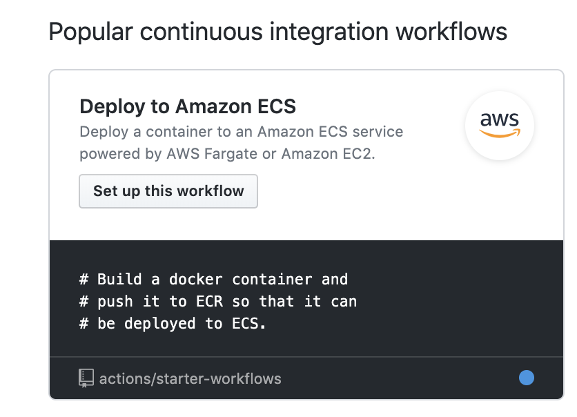 Example Add AWS ECS Starter Workflow