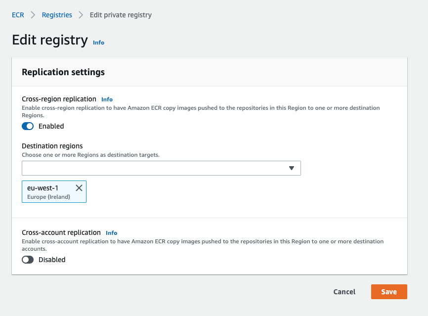 Enable CRR in ECR