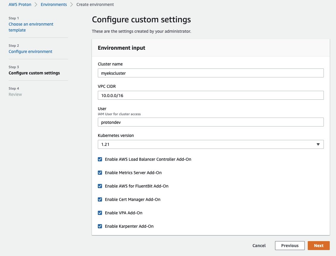 An example of the input page where the developer can configure the cluster