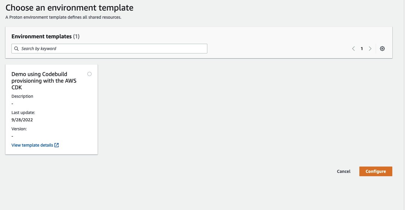 Proton console environment template selection