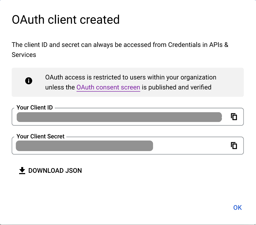 GCP Console - OAuth Client ID