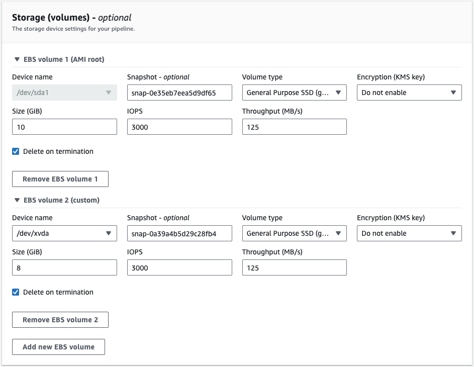 Figure 9. EC2 Image Builder recipe storage configuration